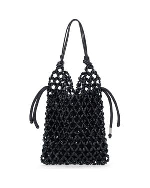 STAUD Karla Crystal Beaded Shoulder Bag - Black