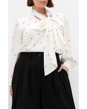 City Chic Kensie Tie Neck Blouse - White