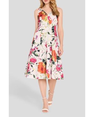 green emerald velvet dress TAHARI ASL Printed Fit & Flare Dress (Blue, 8) at Amazon Women's Clothing  store main image 1