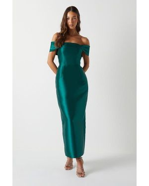 Coast Honoured Twill Bardot Maxi Dress - Green
