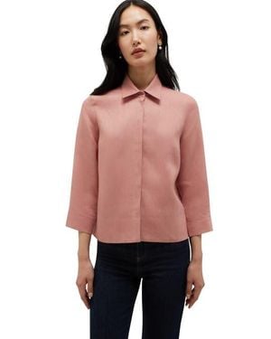 Hobbs Nita Three-Quarter Sleeve Linen Shirt - Red