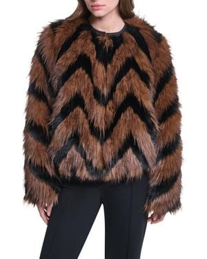 KARL LAGERFELD Zigzag Faux Fur Jacket - Black