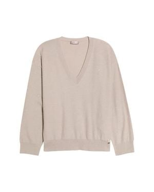 Herno Sequin Embellished Wool Blend Sweater - Natural