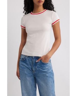TOPSHOP Everyday Contrast Trim Cotton T-Shirt - Pink