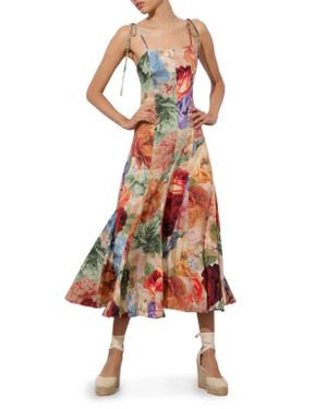 Alice+Olivia■Adley Floral Panel Midi Dress■ドレス Alice + Olivia Adley Floral Drop-Waist Midi Dress | Neiman