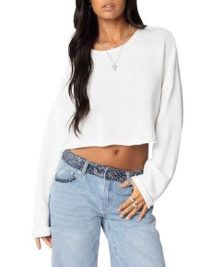 Edikted Shyrah Oversize Knit Crop Top - White