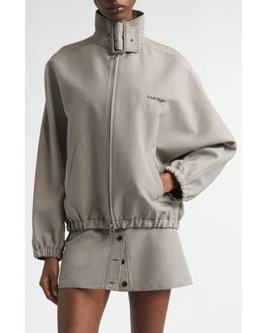 Courreges Buckle Houndstooth Bomber Jacket - Gray