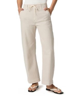 PAIGE Arellia Drawstring High Waist Ankle Barrel Leg Trouser Jeans - Natural