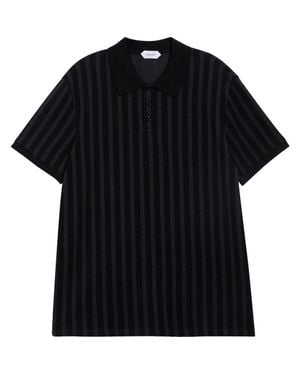 Versace Greca Stripe Jacquard Polo - Black