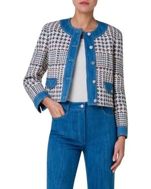 Akris Punto Houndstooth Jacquard Jacket - Blue