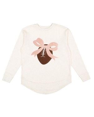Sweet Wink Bow Football Patch Sweatshirt - White