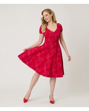 Unique Vintage Ohara Swing Dress - Red