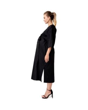Accouchée Amaterasu Tie Belt Maternity/Nursing Wrap Midi Dress - Black
