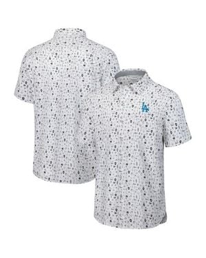 Tommy Bahama Los Angeles Dodgers Nova Wave Riptide Rally Camp Button-Up Short Sleeve Shirt - Gray