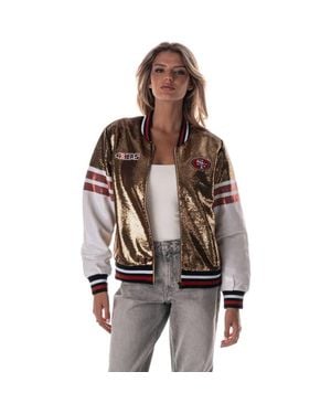 The Wild Collective San Francisco 49Ers Sequin Bomber Jacket - Brown