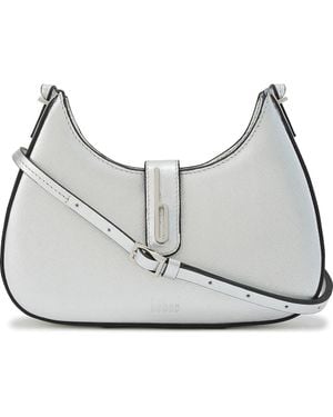 BEHNO Mini Leena Metallic Leather Crossbody Bag - Gray