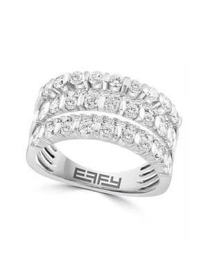 Effy 14K Diamond Pave Triple Row Band Ring - Gray