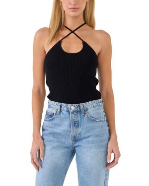 Grey Lab Crossover Rib Halter Tank - Blue