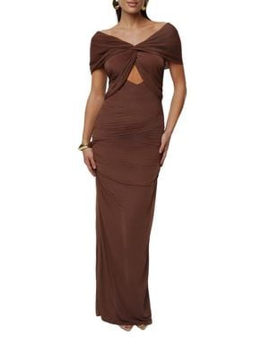 JLUXLABEL Alessandra Off The Shoulder Dress - Brown