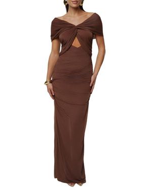 JLUXLABEL Alessandra Off The Shoulder Dress - Brown