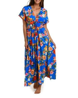 La Blanca Modern Maxi Cover-Up Dress - Blue