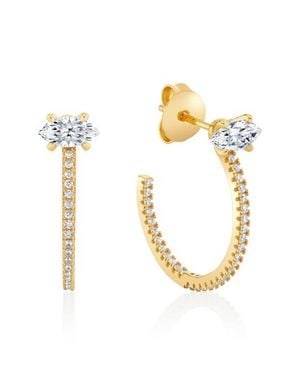 Crislu Marquise-Cut Pavé Cubic Zirconia Huggie Hoop Earrings - Metallic