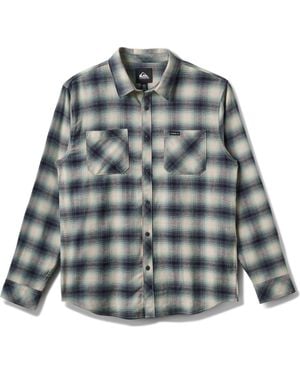 Quiksilver Terrace Ombre Check Stretch Flannel Button-Up Shirt - Gray