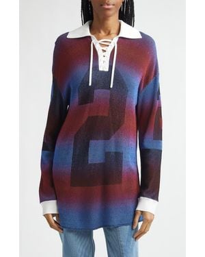PAOLINA RUSSO Illusion Oversize Rib Rugby Polo - Blue