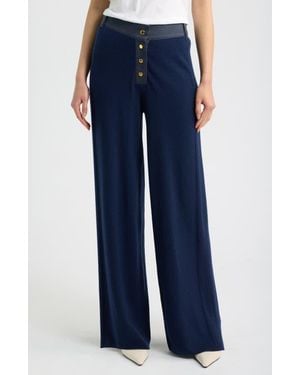 Rag & Bone Lucy Wide Leg Wool Blend Pants - Blue
