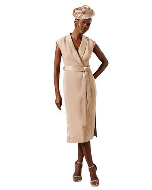 Coast Tux Satin Midi Dress - Natural