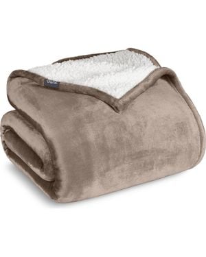Bare Home Reversible Plush Fleece Throw Blanket - Gray