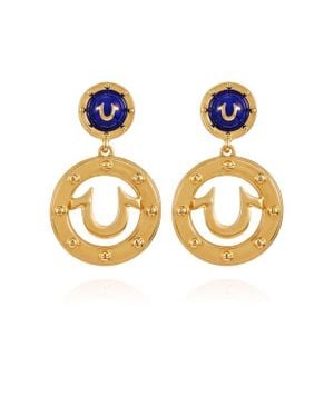 True Religion Studded Horseshoe Drop Earring - Metallic