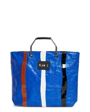 Plan C Stripe Shopper Tote - Blue