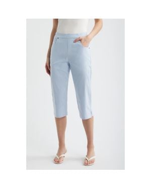 Hue Spring Stripe Petal Pusher Capri Pants - Blue