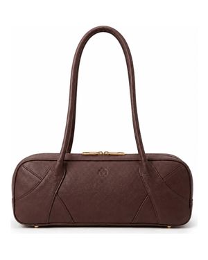 ROSZUAR Almaira Italian Textured Leather Shoulder Bag - Brown