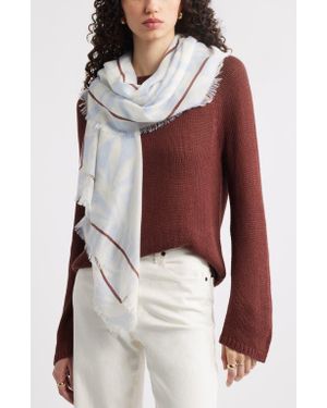 Nordstrom Floral Print Scarf With Eyelash Fringe - Brown