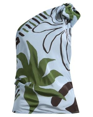 TOPSHOP Scarf Print One-Shoulder Top - Blue