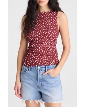 Madewell Cinched Double Layer Mesh Top - Red