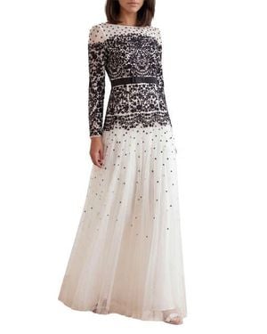 Needle & Thread Gilded Lace Long Sleeve Maxi Gown - White