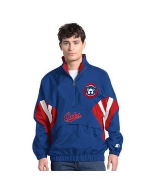 Starter Chicago Cubs Cooperstown Chief Half-Zip Pullover - Blue