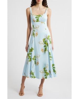 Julia Jordan Floral Square Neck Cotton Dress - Green