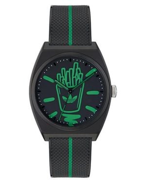 adidas Ao Street Project 2 Logo Fries Graphic Resin Strap Watch, 38Mm - Green