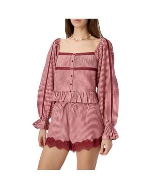 Cami NYC Anabela Gingham Silk & Cotton Top - Red