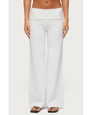 Edikted Wide Leg Foldover Pants - White
