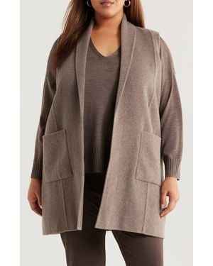 Eileen Fisher Shawl Collar Wool Vest - Brown