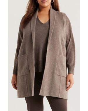 Eileen Fisher Shawl Collar Wool Vest - Brown