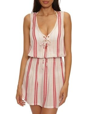 Becca Radiance Metallic Stripe Cover-Up Dress - Pink