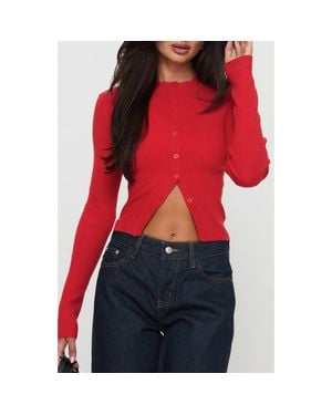 Princess Polly Suzu Rib Cardigan - Red