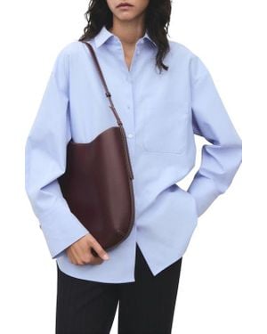 Mango Oversize Button-Up Shirt - Blue