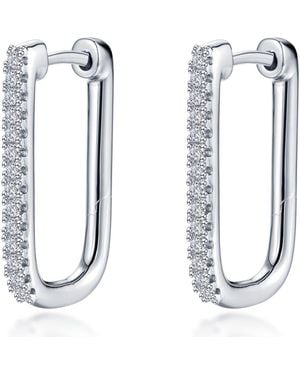 Lafonn Pavé Simulated Diamond Rectangular Hoop Earrings - White